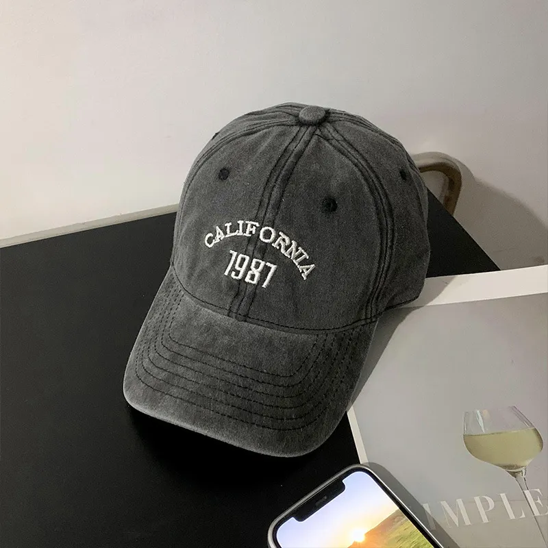 Casquette de baseball personnalisée en coton lavé, style rétro, respirante, imperméable, avec broderie de lettres, pour le sport et les activités de plein air